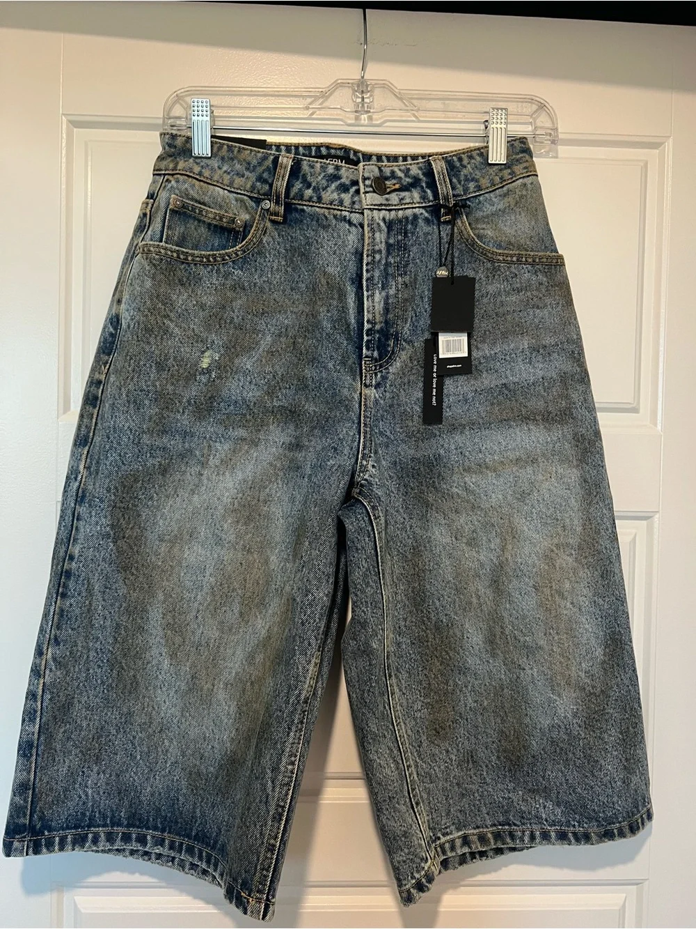 AFRM DERBY The Baggy Jort Blue Denim High-Rise Denim Jean shorts